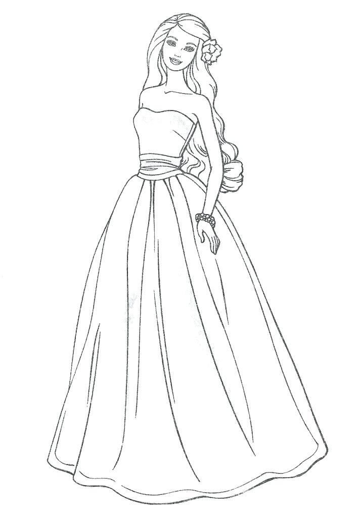 718x1024 Dress Coloring Page Barbie Dresses Coloring Pages Wedding Dress