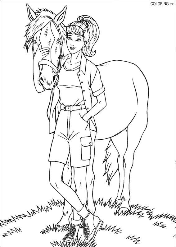 567x794 Coloring Page Barbie And Horse