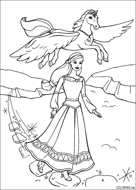 567x794 Coloring Page Barbie Magic Pegasus And Horse