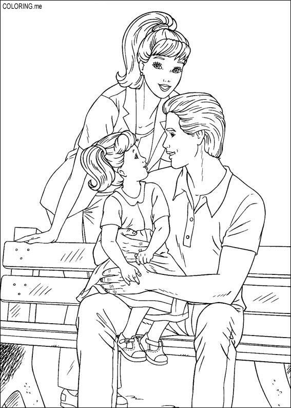 567x794 Coloring Page Barbie, Ken And Their Children
