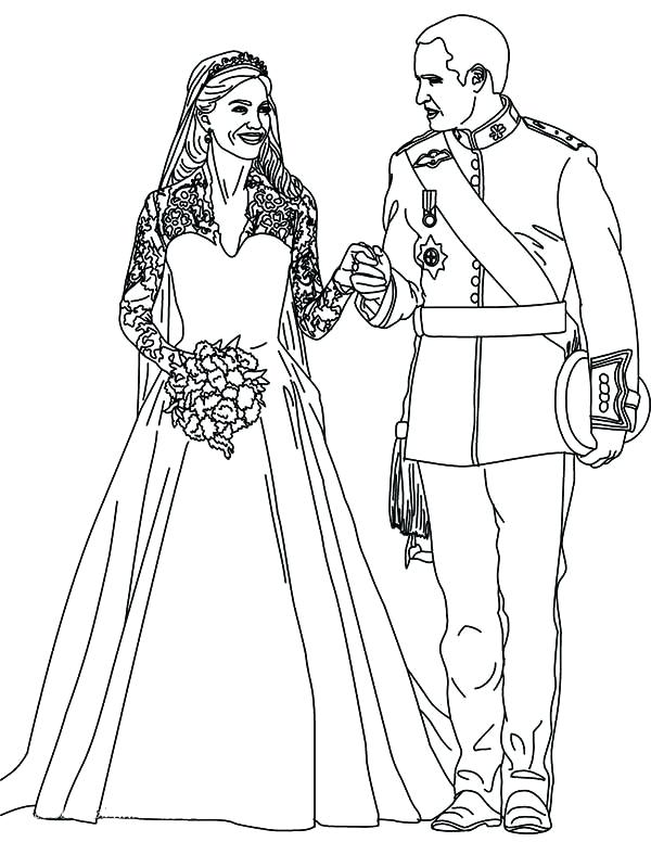 600x776 Barbie Wedding Coloring Pages Prince And Princess Royal Wedding