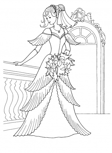 386x525 Barbie Wedding Dress Coloring Pages Color Bros