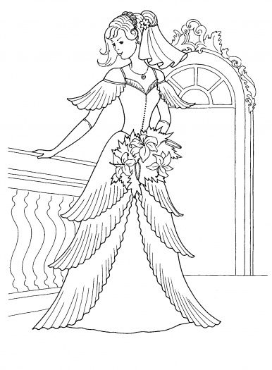 386x525 Princess Dress Coloring Pages Princess In Her Wedding Dress