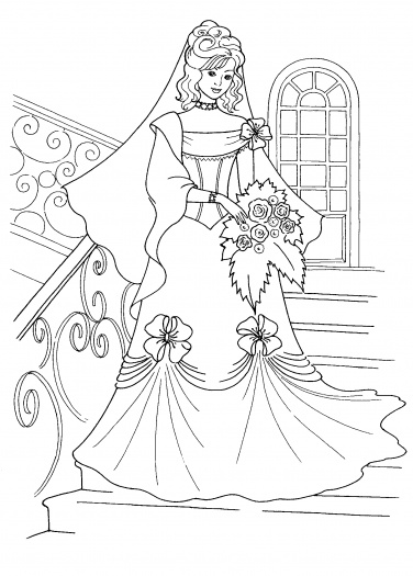 376x525 Barbie Wedding Dress Coloring Pages Princess And Her Wedding Dress