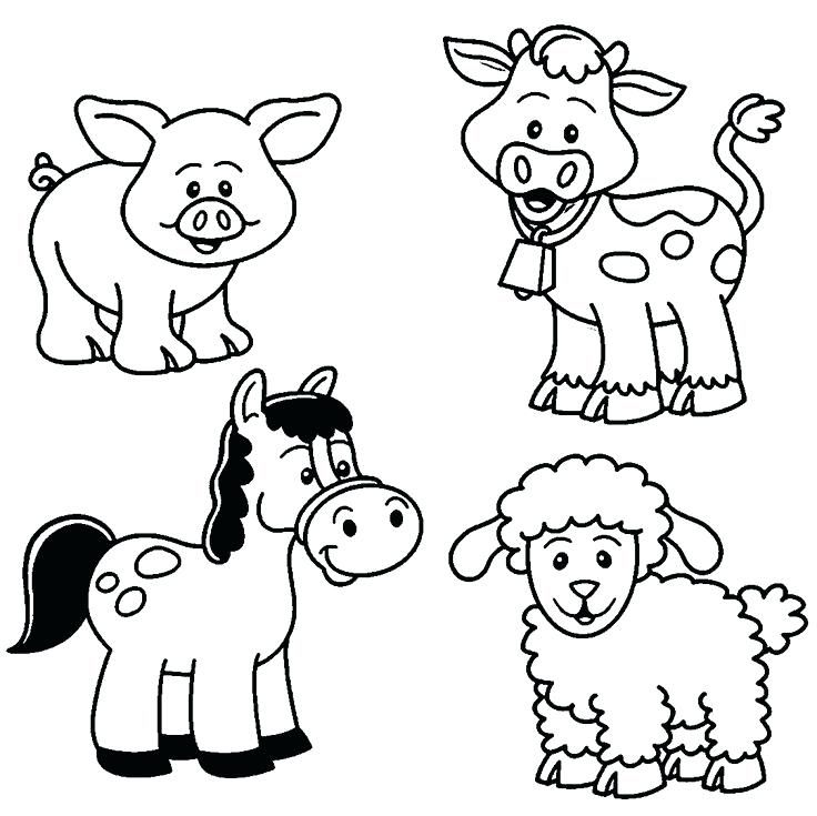 736x735 Barn Animals Coloring Pages Baby Farm Animal Coloring Pages More