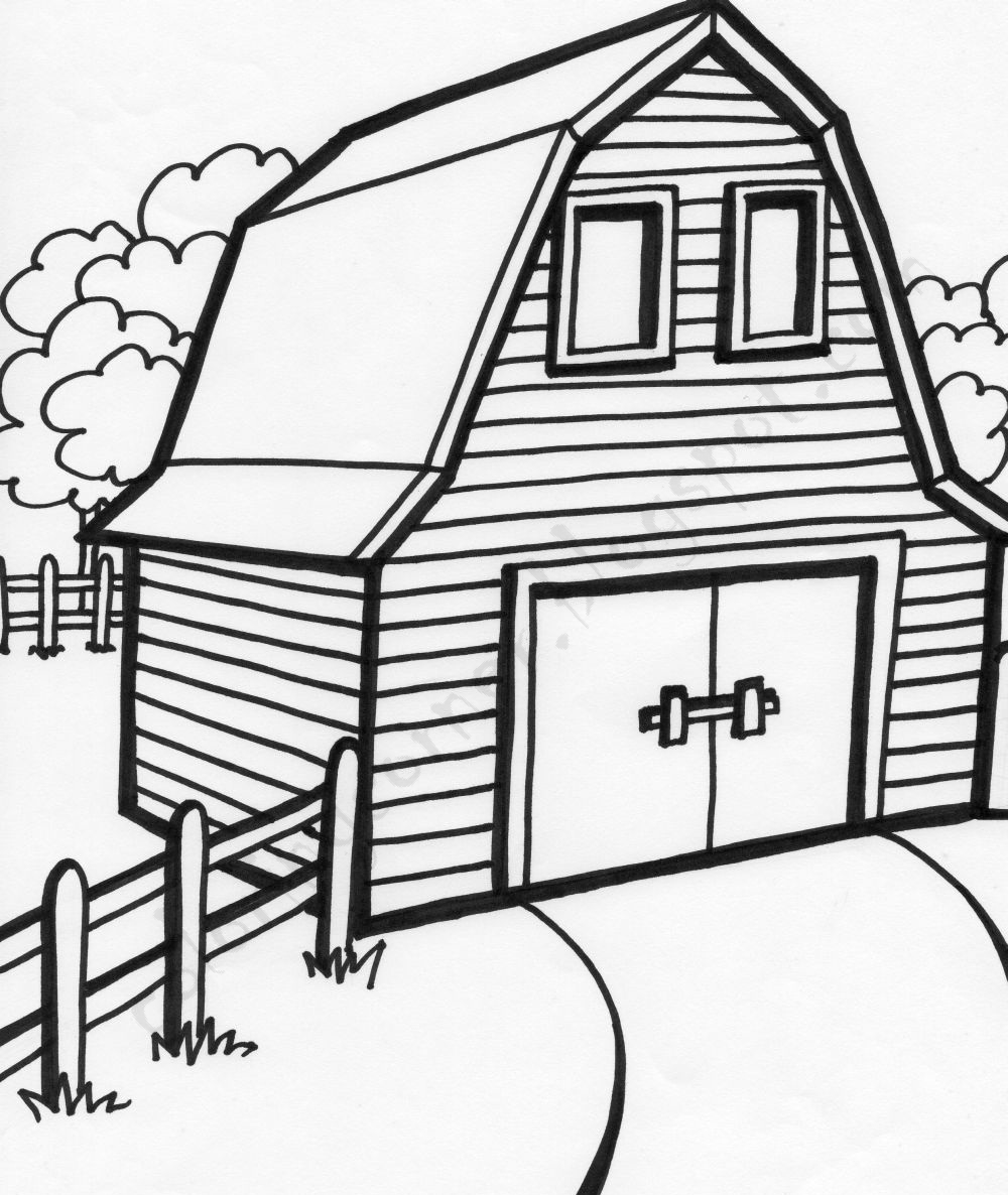 1000x1186 Barn Coloring Pages