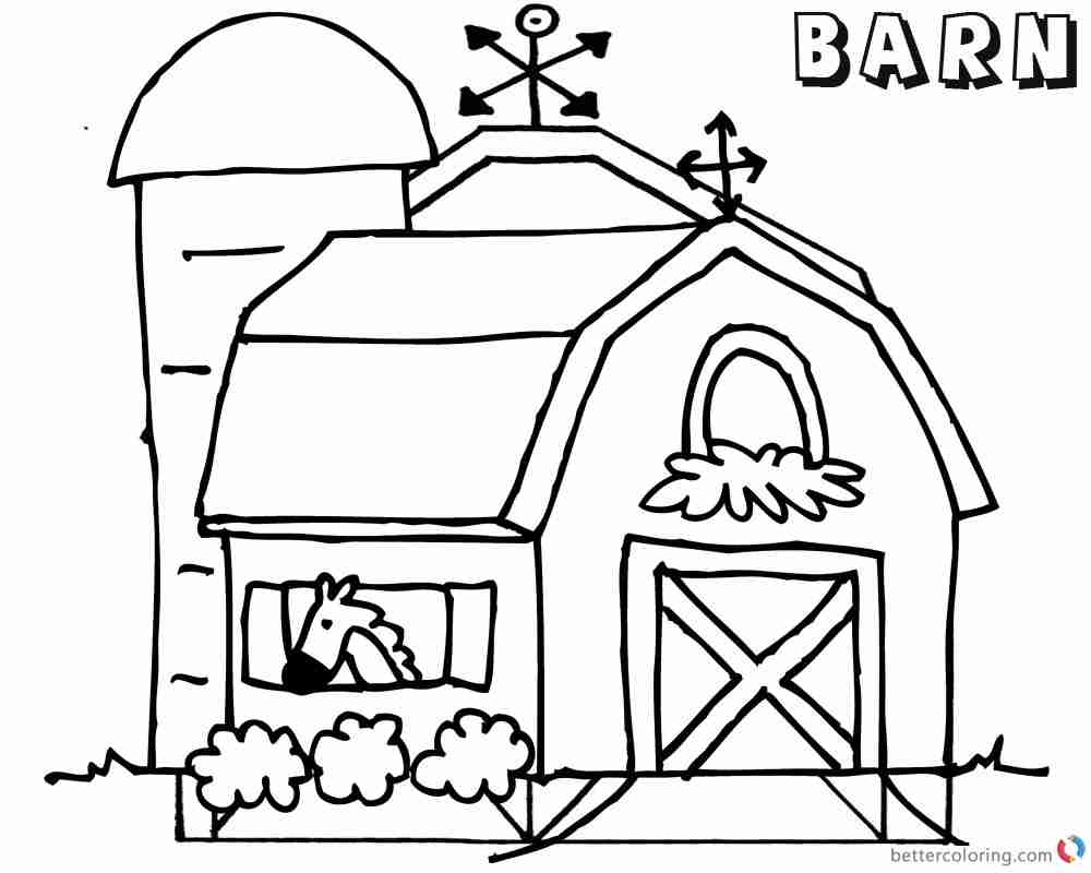 1000x800 Barn Coloring Pages Horse In The Free Printable And Olegratiy