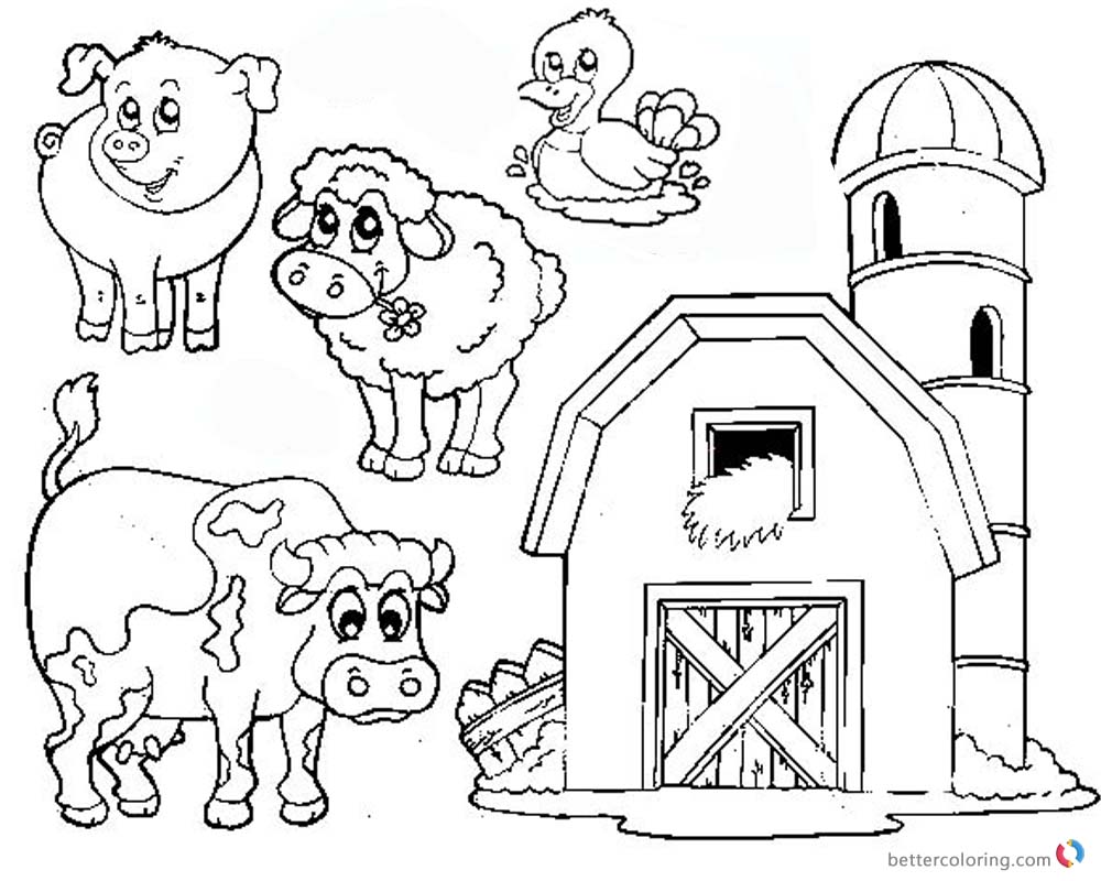 1000x800 Barn Coloring Pages Farm Animals