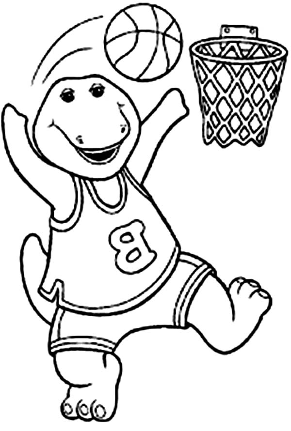 600x890 Barney Playing Basketball In Barney And Friends Coloring Page