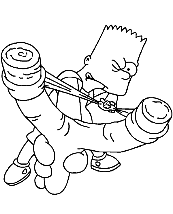 600x740 Bart Simpson With Slingshot To Print Or Download For Free