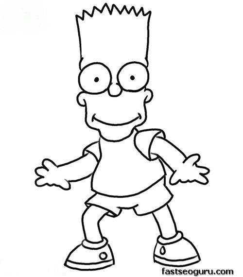 500x570 Bart Simpson Colouring Pages