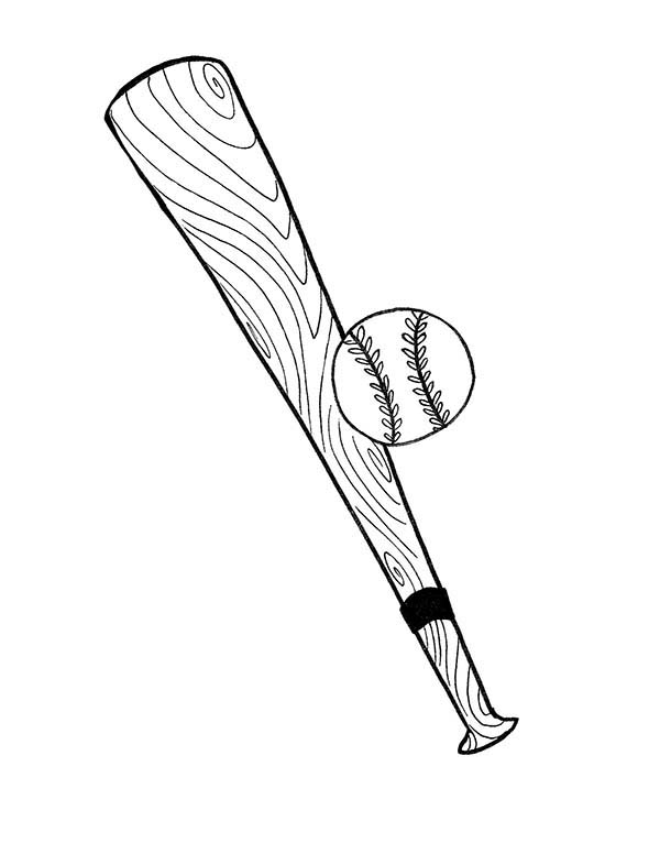 600x776 Baseball Bat And Ball Coloring Page
