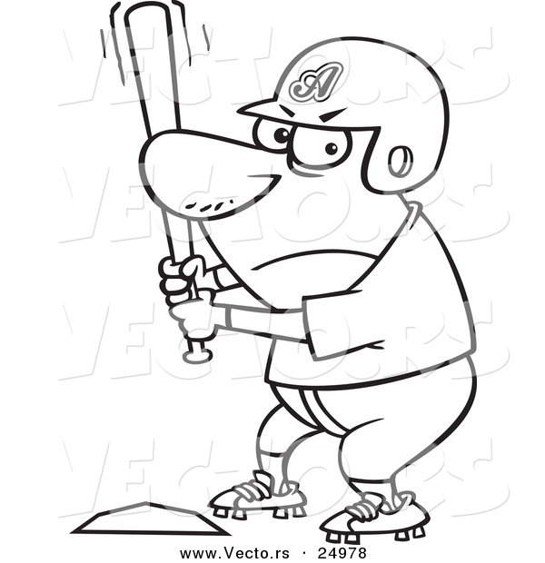600x620 Vector Of A Cartoon Aggressive Baseball Player Batting