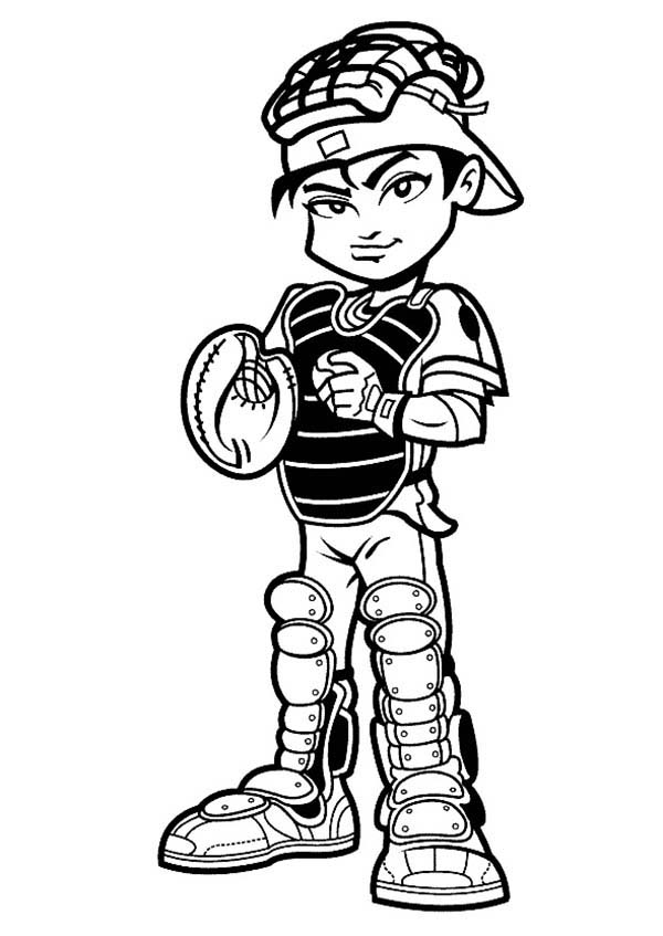 600x847 Baseball Player Catcher Coloring Page