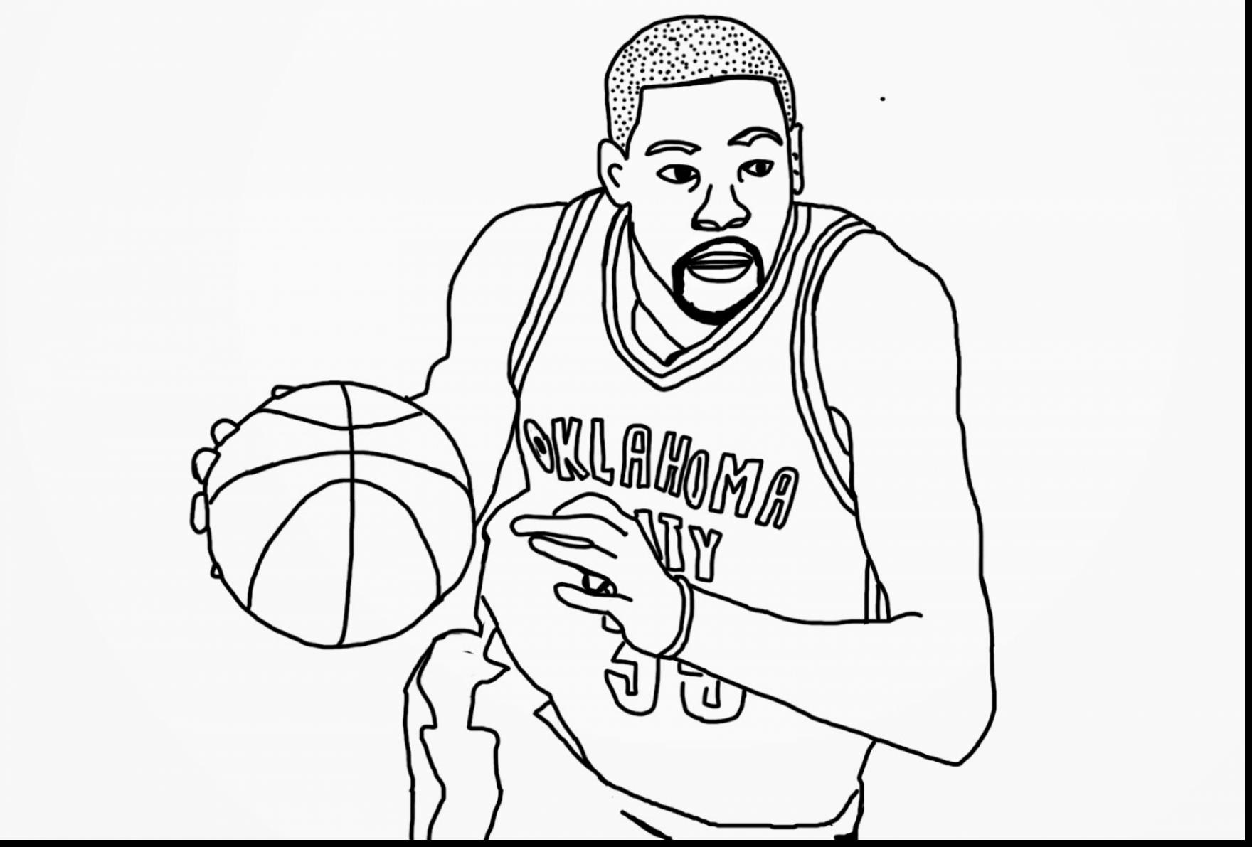 1760x1191 Basketball Player Coloring Pages To Print Of Kevin Durant For Page