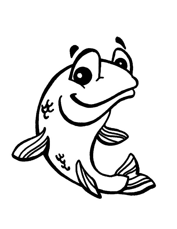 600x776 Smiling Bass Fish Coloring Pages
