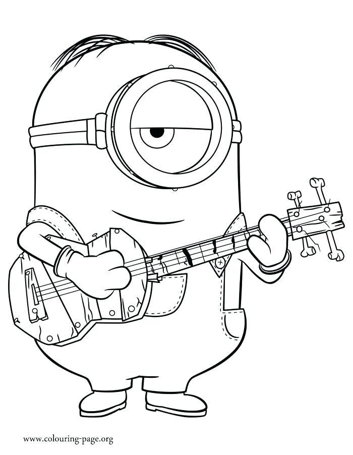 700x902 Bass Guitar Coloring Pages Colouring Kids Minions Playing Page