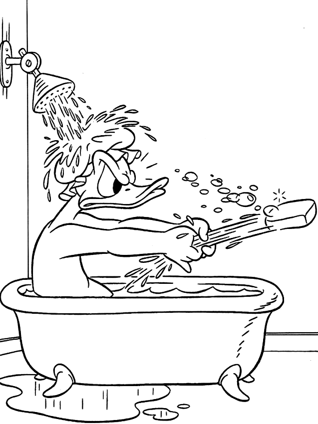 637x850 Drawing Donald Duck Washing En La Coloring Page
