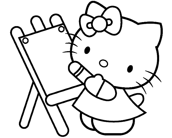 600x481 Hello Kitty Painting Beautiful Coloring Page