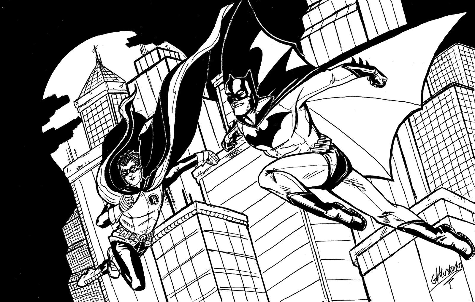 1600x1019 Batman And Robin Coloring Pages In Action