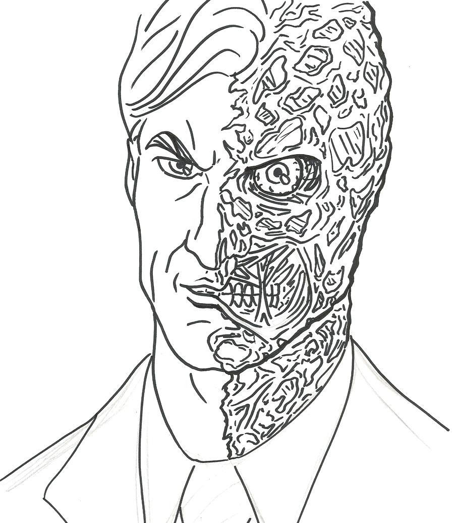 900x1035 Two Face Coloring Pages The Dark Knight Dent Batman Arilitv Two
