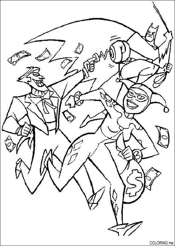 567x794 Coloring Page Batman, Joker And Money