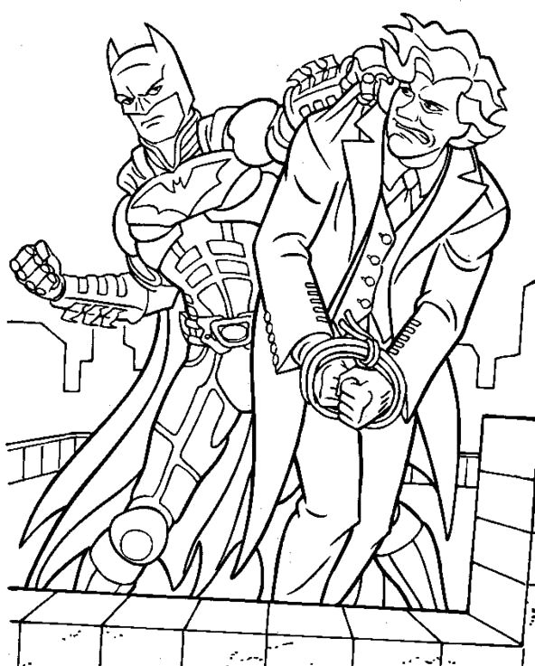 592x737 Batman Manages To Capture Villains Coloring Pages