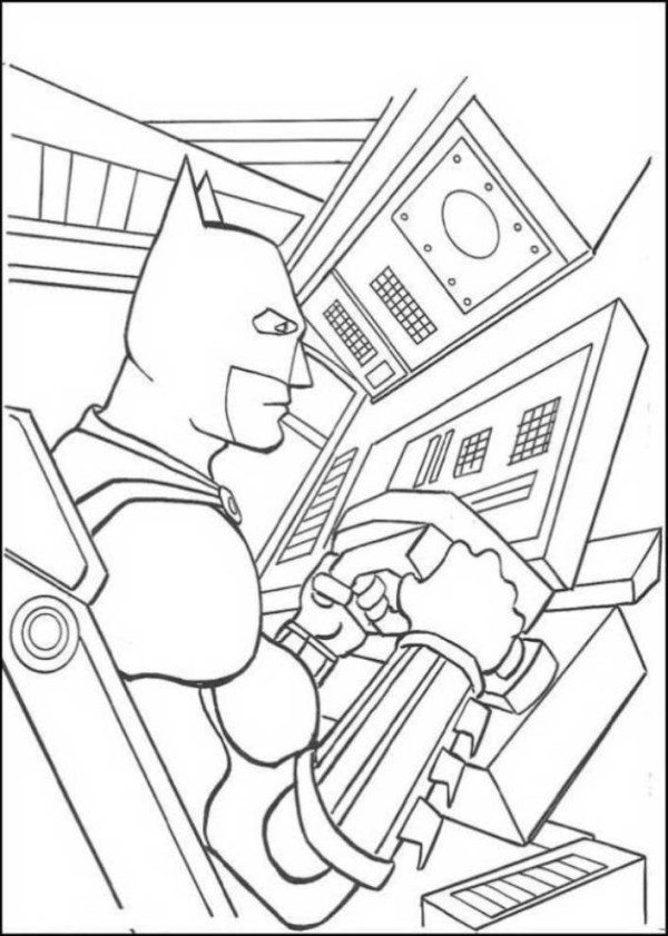 600x841 Batman Inside Batmobile Coloring Page