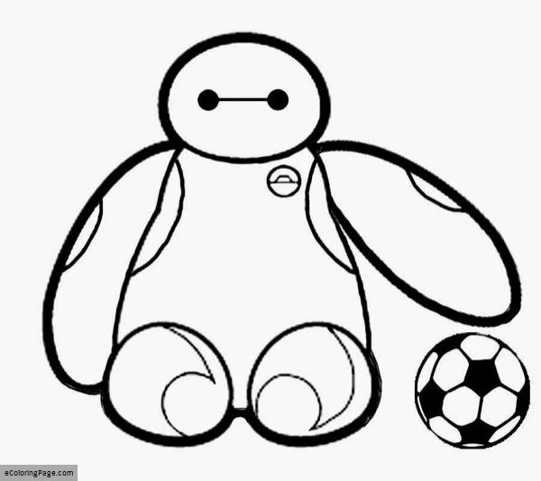600x533 Baymax Playing With A Soccer Ball Coloring Page Ecoloringpage