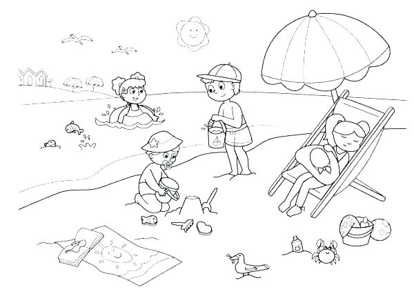 600x442 Beach Coloring Pages Printable Devon Creamteas