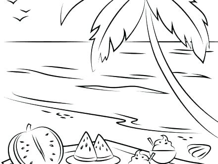 440x330 Beach Coloring Pages Beach Coloring Page Summer Beach Picnic