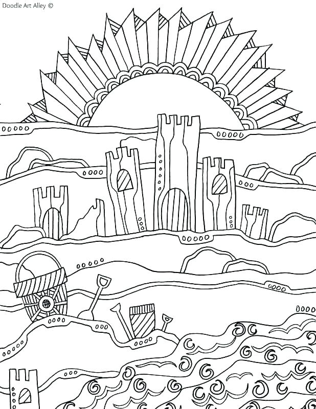 618x800 Beach Scene Coloring Pages