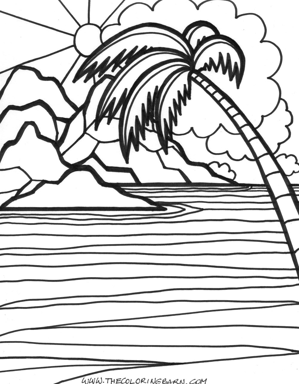 1000x1283 Beach Sunrise Coloring Page Embroidery Pattern Art Lovely Sunset