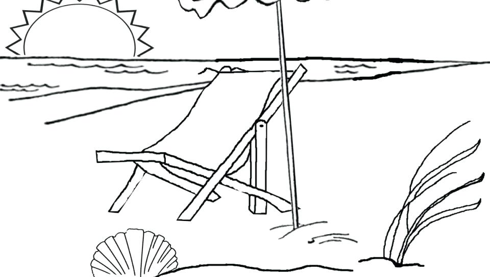 960x544 Free Coloring Pages Beach Umbrella Colouring Scene Ball Wonderful