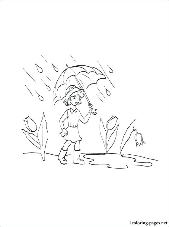 560x750 Girl With An Umbrella In The Rain Coloring Page Coloring Pages