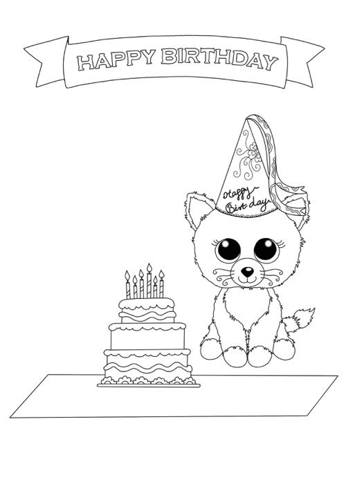 500x707 Beanie Boo Coloring Pages Birthday Cat Beanie Boo Coloring