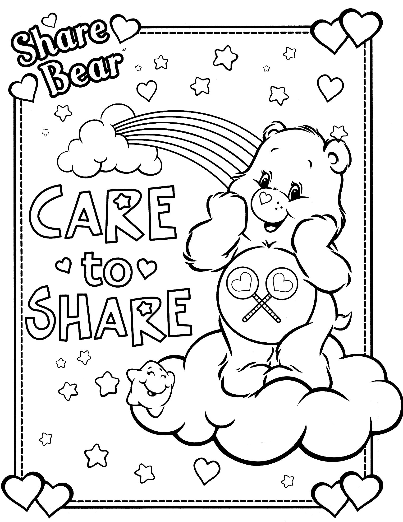 1700x2200 Awesome Care Bear Coloring Pages Preschool In Snazzy Care Bears