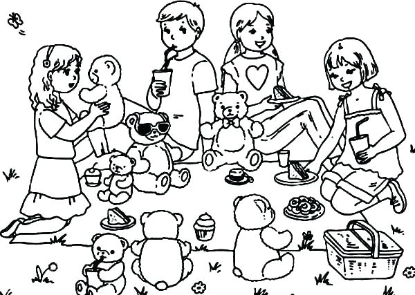 600x427 Bear Family Coloring Pages Picnic Coloring Page Coloring Pages