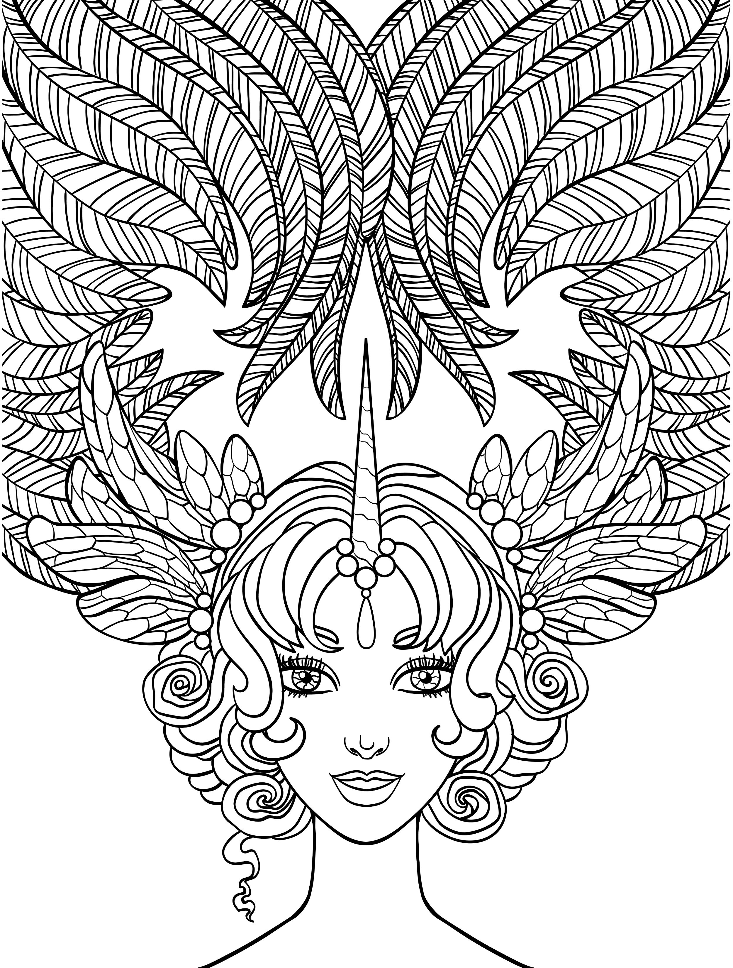2500x3300 Beautiful Girl Coloring Pages For Adults Printable Coloring Book