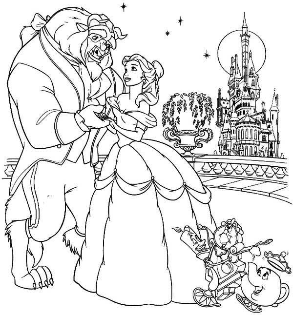 600x646 Homey Idea Beauty And The Beast Coloring Pages Printable For Kids