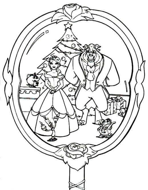 518x662 Beauty And The Beast Christmas Season Disney Coloring Pages