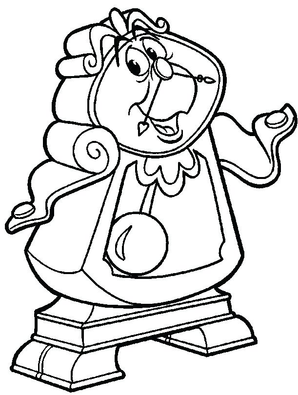 611x810 Clock Coloring Page For Kids Beauty And The Beast Coloring Pages