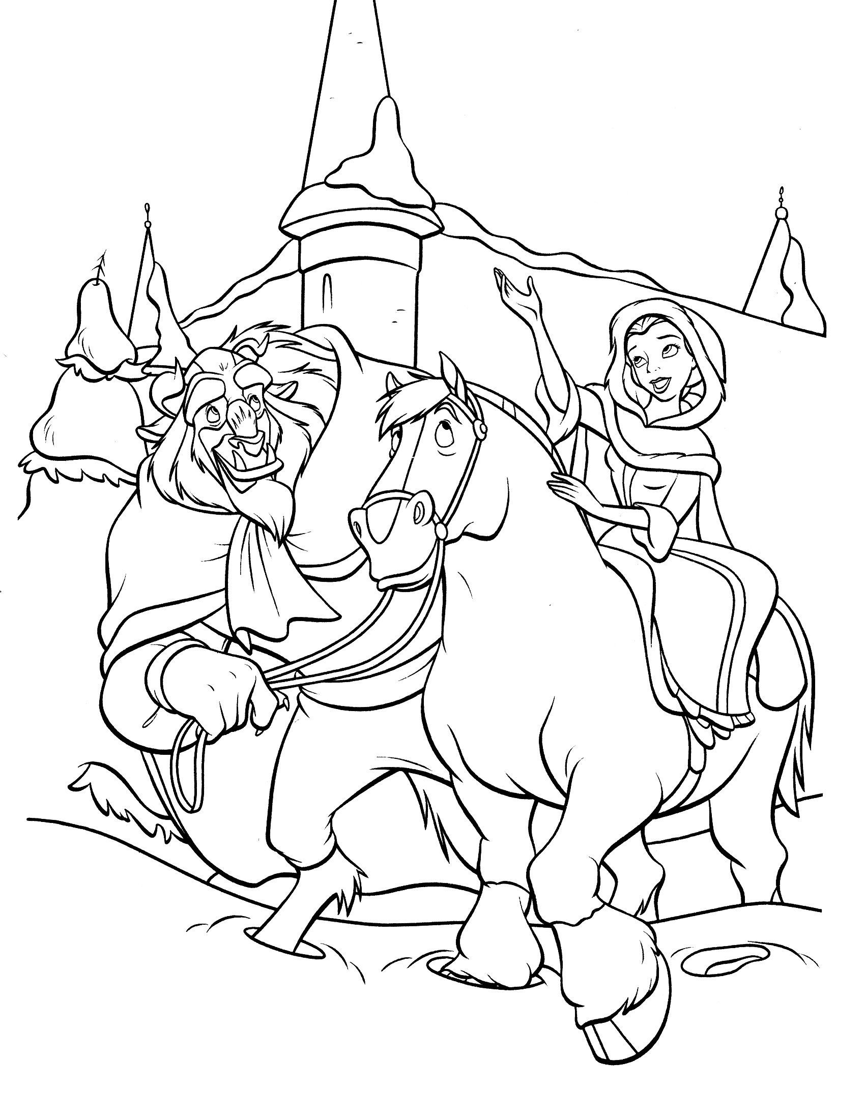 1700x2200 Appealing Beauty And The Beast Printable Coloring Page Image