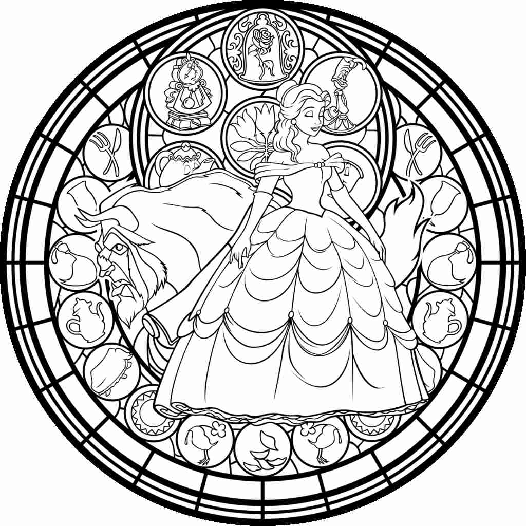 1024x1024 Beauty And The Beast Rose Coloring Pages Paginone Biz Throughout