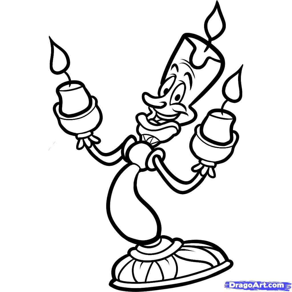1023x1023 How To Draw Lumiere, Beauty And The Beast, Lumiere Step Art