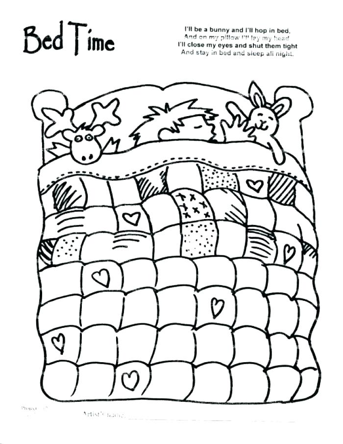 700x906 Bedtime Coloring Pages Bed Coloring Pages Bad Wolf In Bed Coloring