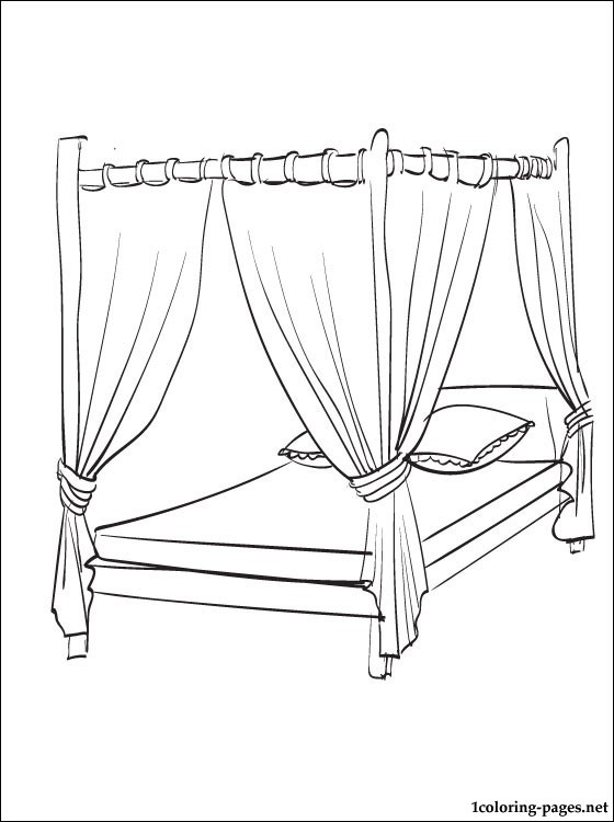 560x750 Canopy Bed Coloring Page Coloring Pages