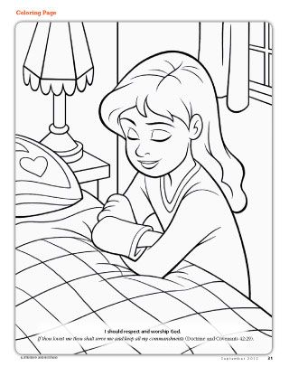 320x416 Child Praying Coloring Page Lds Girl Kneeling In Prayer Bed