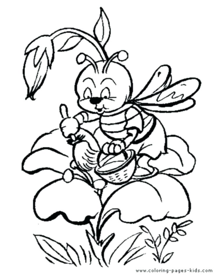 768x960 Bees And Flowers Coloring Pages Bee On The Net Page Coloring