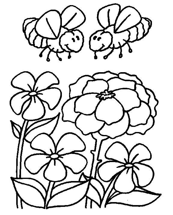 576x715 Coloring Page Bee Flower